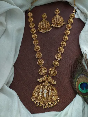 Exquisite Traditional Antique Ram-Parivar Long Haram Set