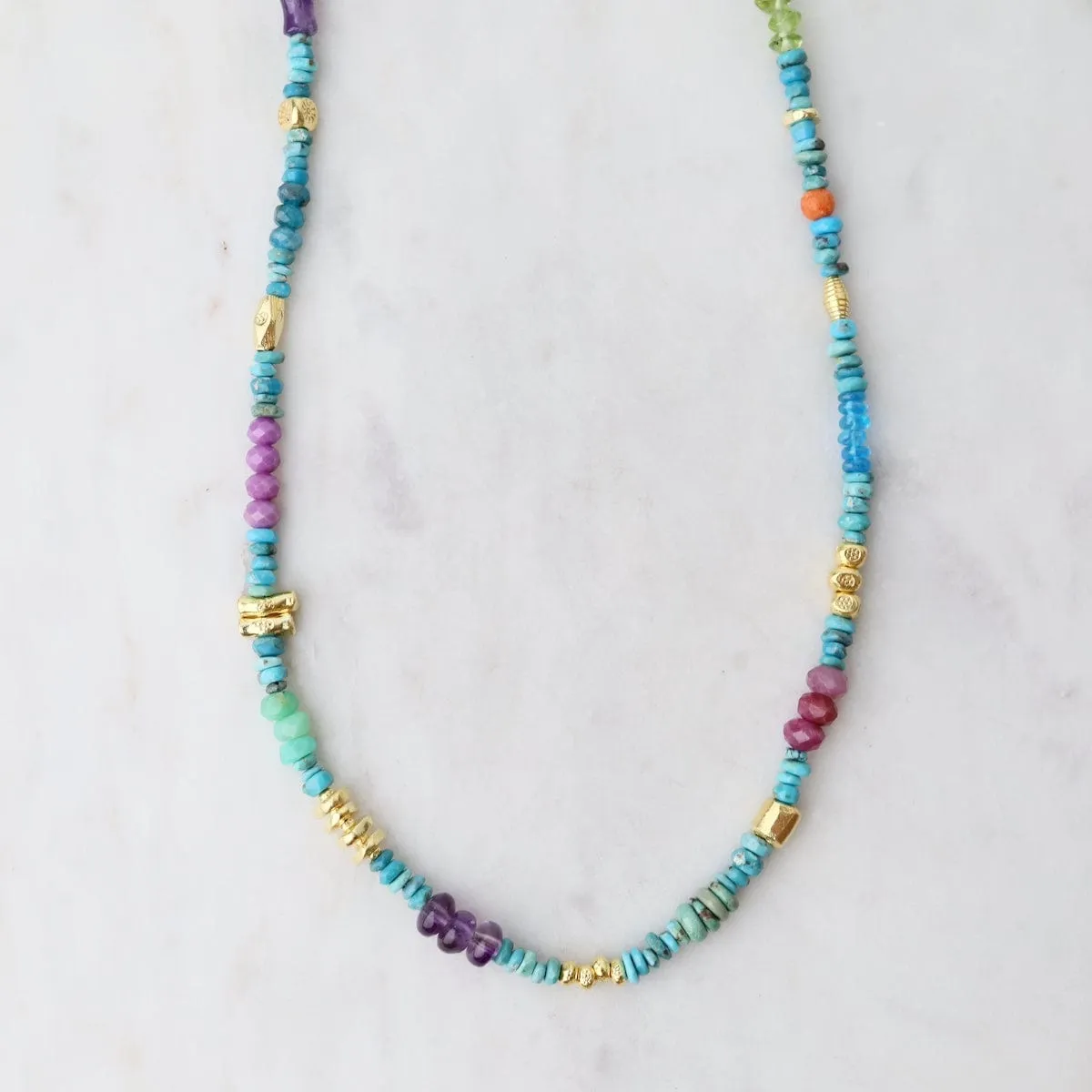 Faceted Turquoise Pop Rocks Necklace