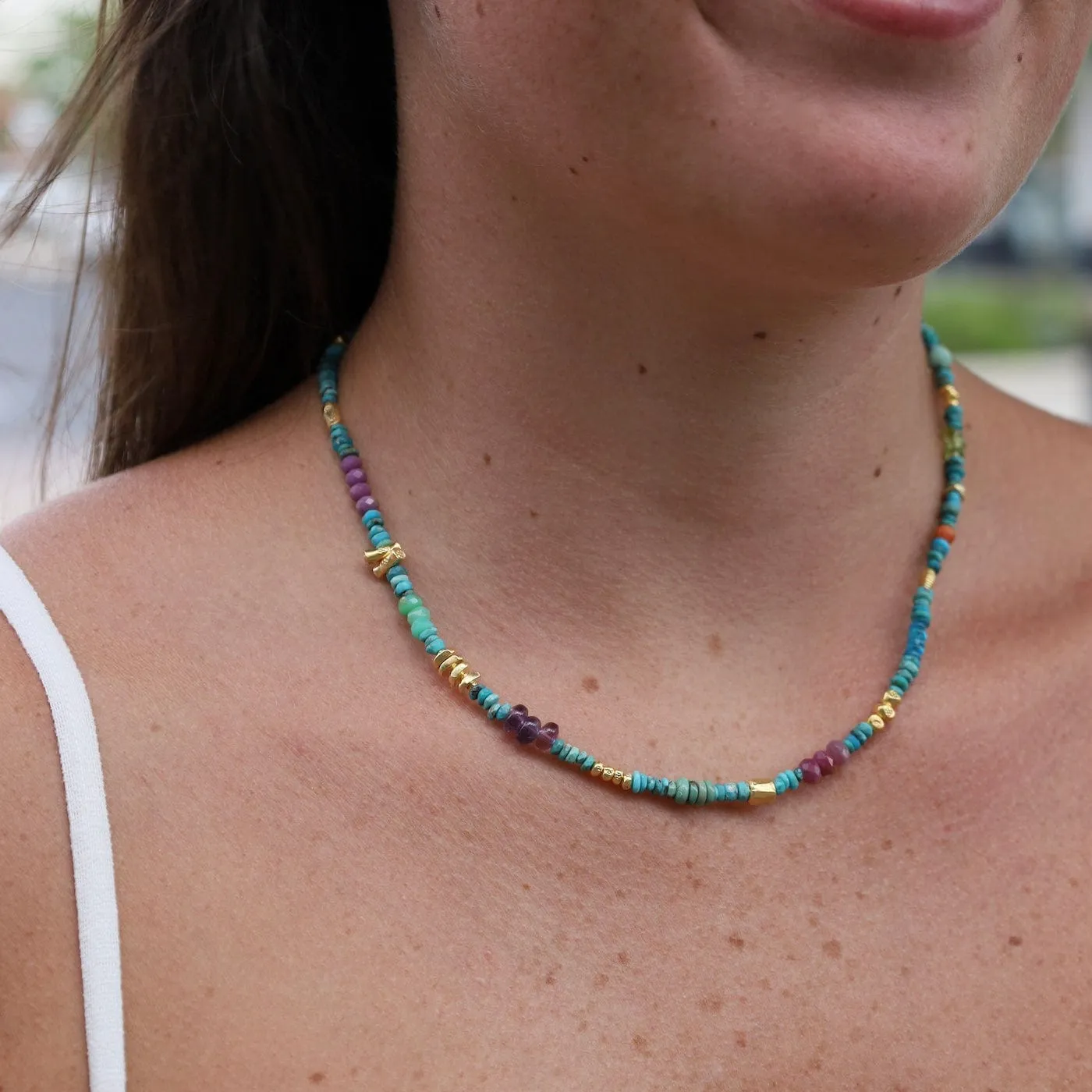 Faceted Turquoise Pop Rocks Necklace