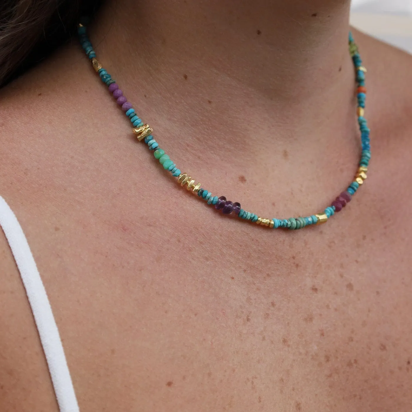 Faceted Turquoise Pop Rocks Necklace