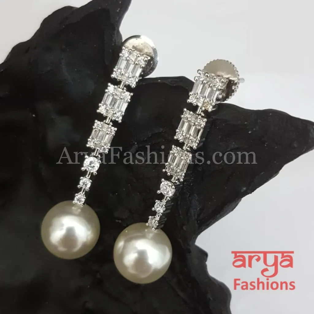 Faiza Golden/Silver/Rose Gold CZ Pearl Earrings