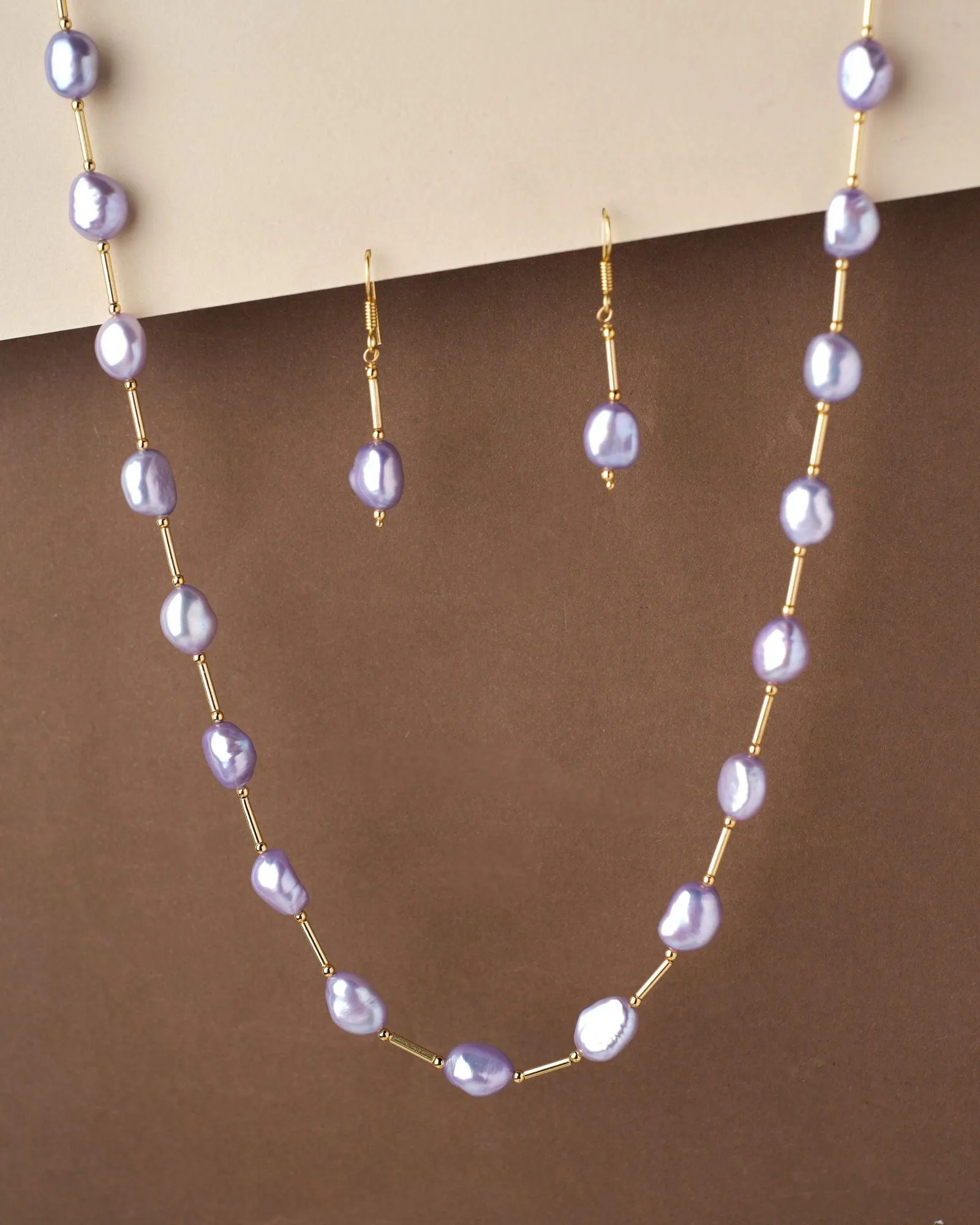 Fancy Purple Pearl Necklace Set