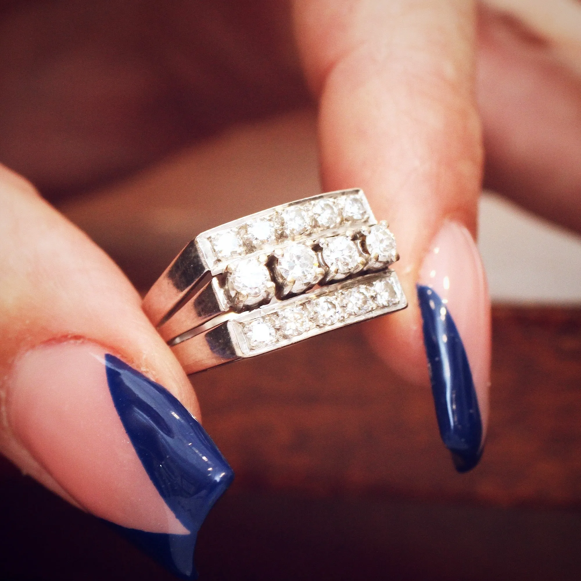 Fascinating Glamour! Art Deco Diamond 'Tank' Ring