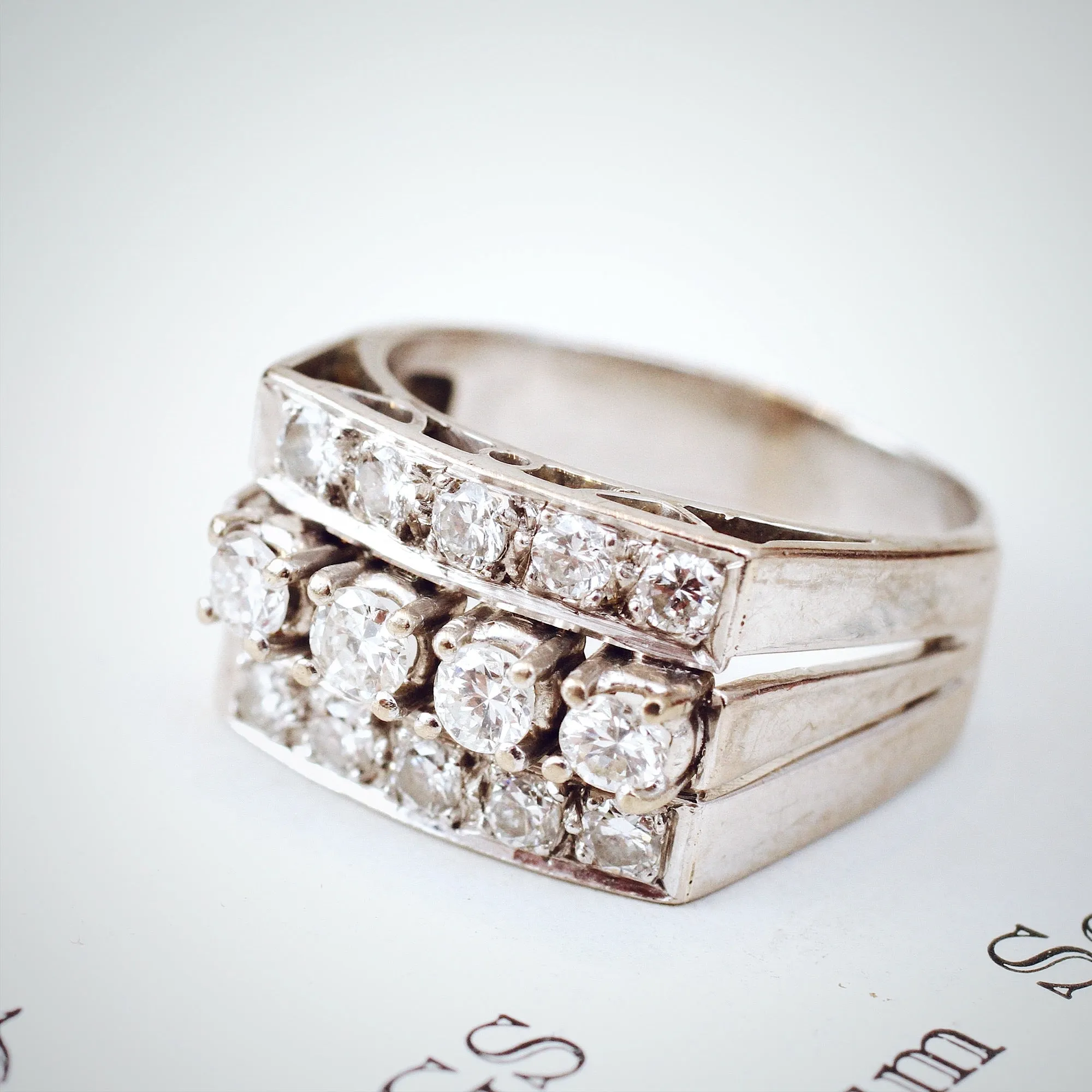 Fascinating Glamour! Art Deco Diamond 'Tank' Ring