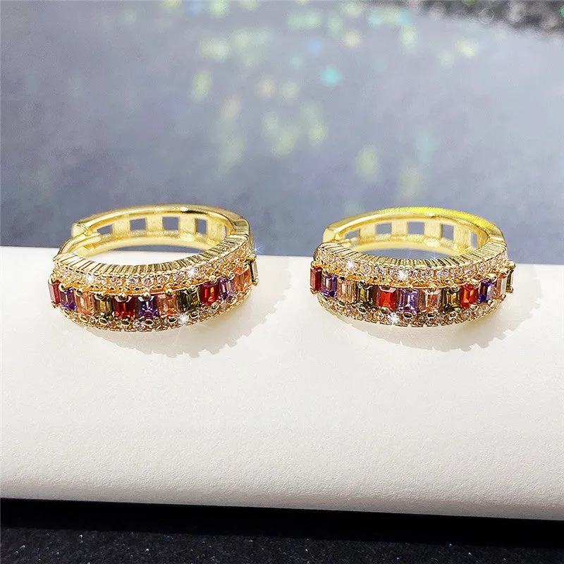 Fashionable Niche Colored Zircon Earrings For Women