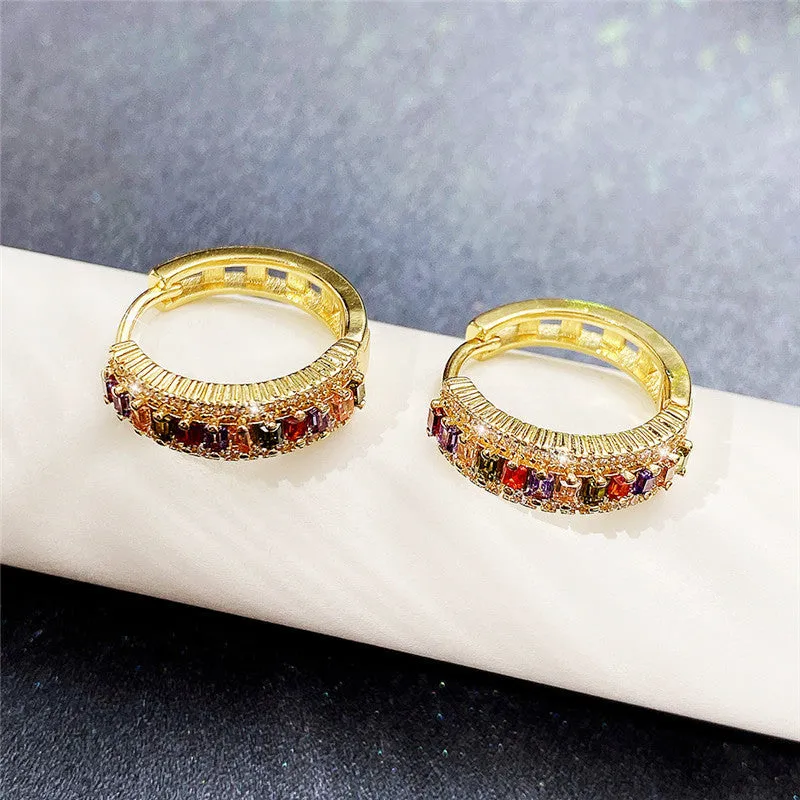 Fashionable Niche Colored Zircon Earrings For Women