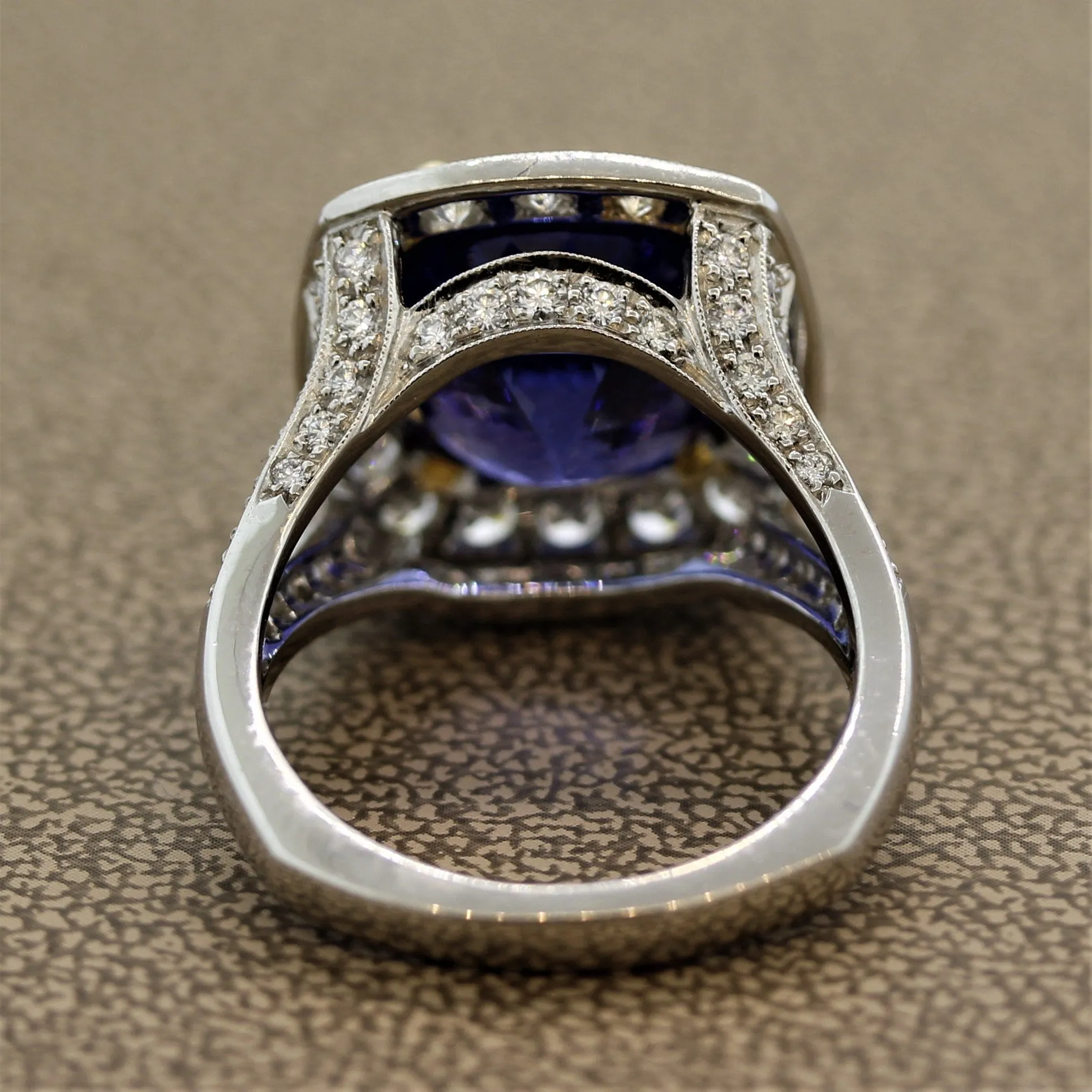 Fine Tanzanite Diamond Platinum Cocktail Ring