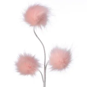 Flamingo Feather Puff Ball Spray - Coral Pink, 24”