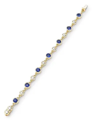 Florentine Sapphire and Diamond Yellow Gold Bracelet