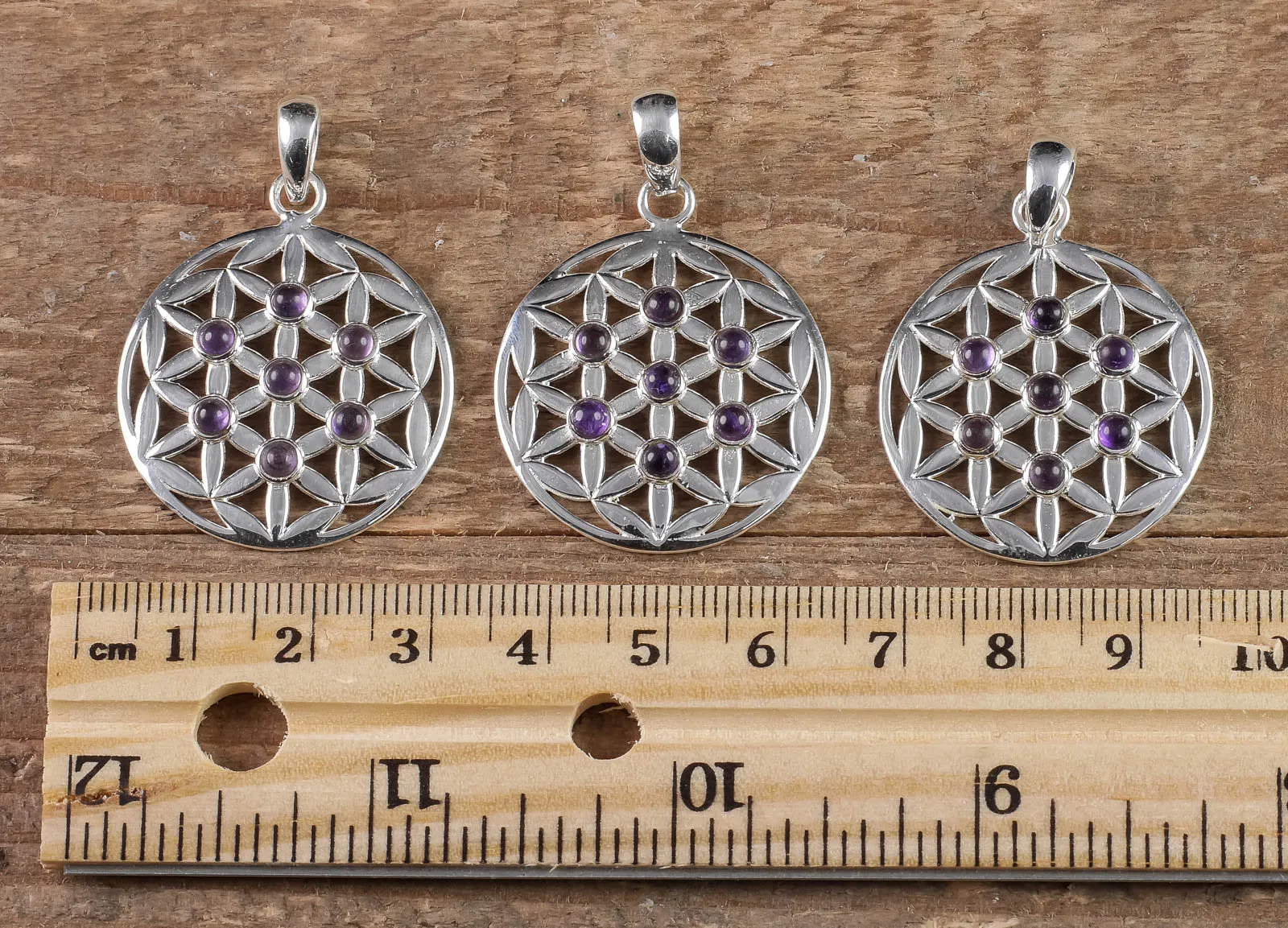 Flower of Life, AMETHYST Crystal Pendant -  Silver Pendant, Sacred Geometry, Healing Crystals and Stones, E1111