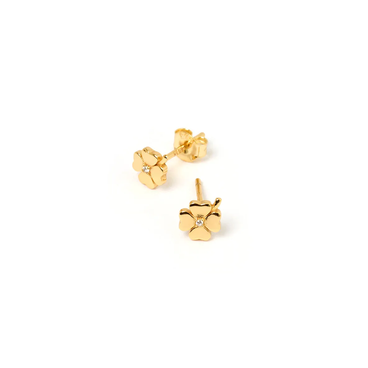 Four Leaf Clover Gold Studs