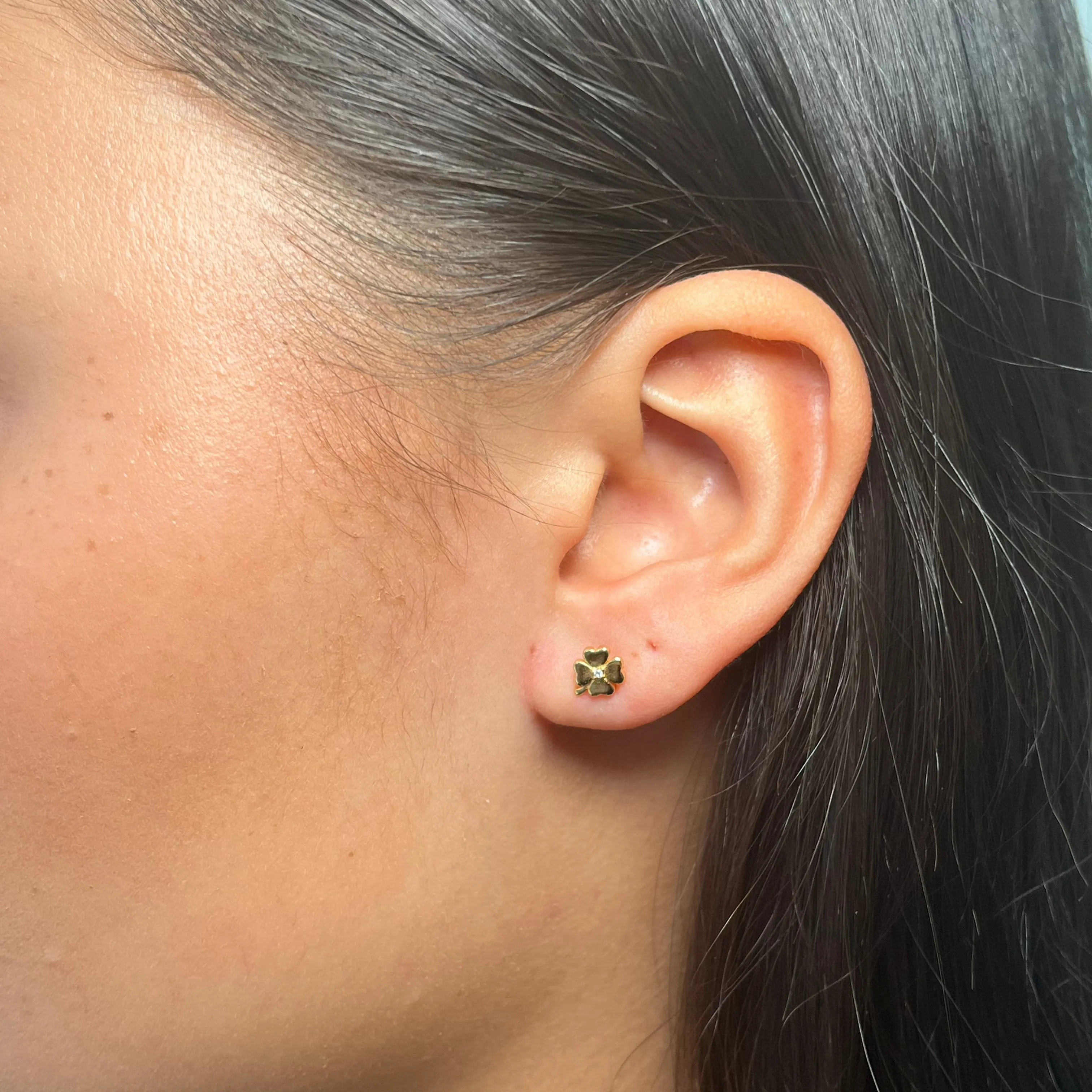 Four Leaf Clover Gold Studs