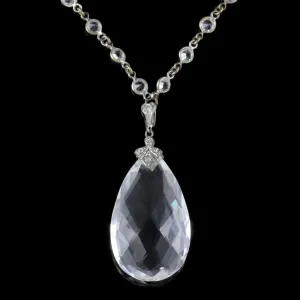 French Pendant Necklace Rock Crystal Sautoir Chain Circa 1930