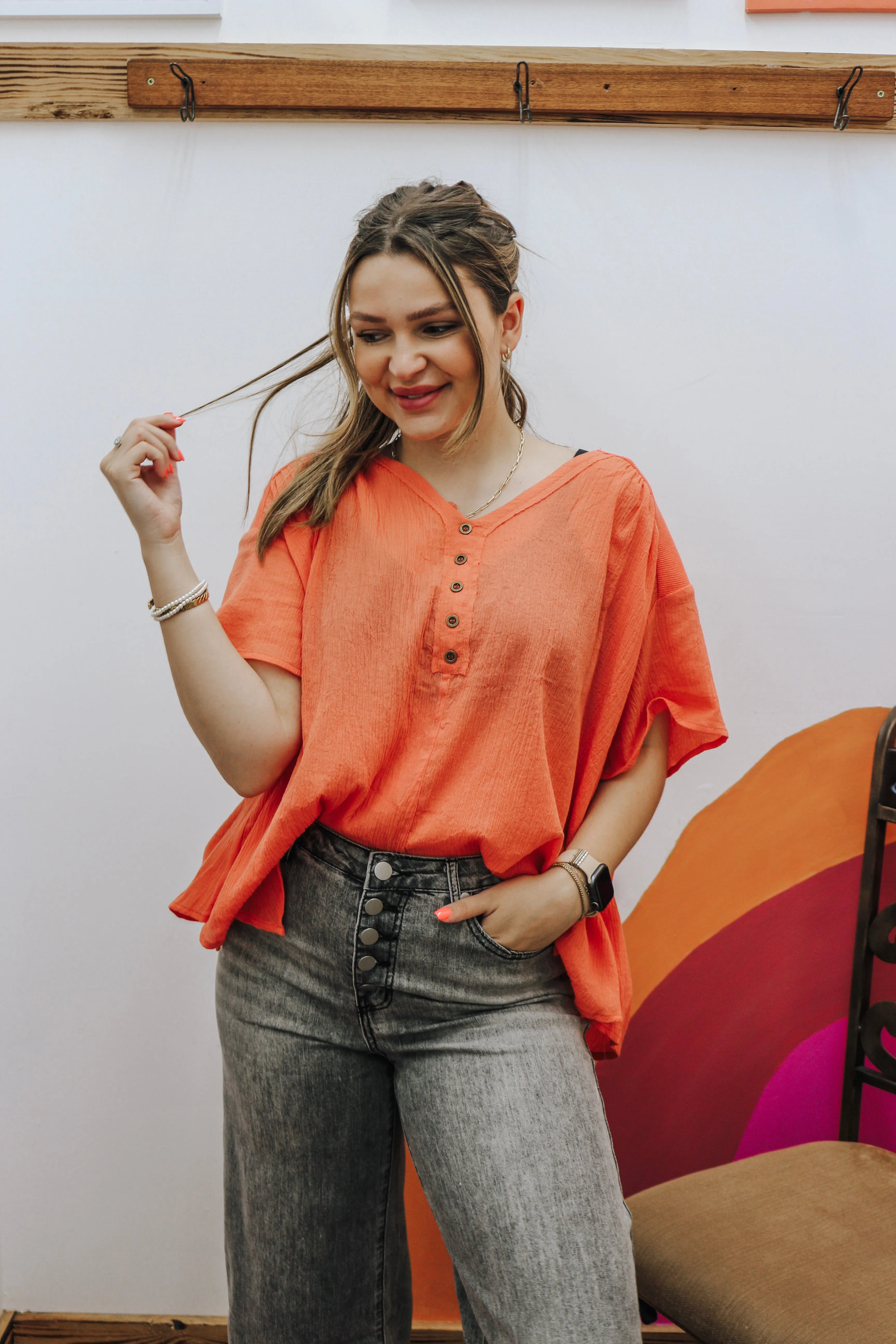 Fresh Breeze Coral Flowy Top