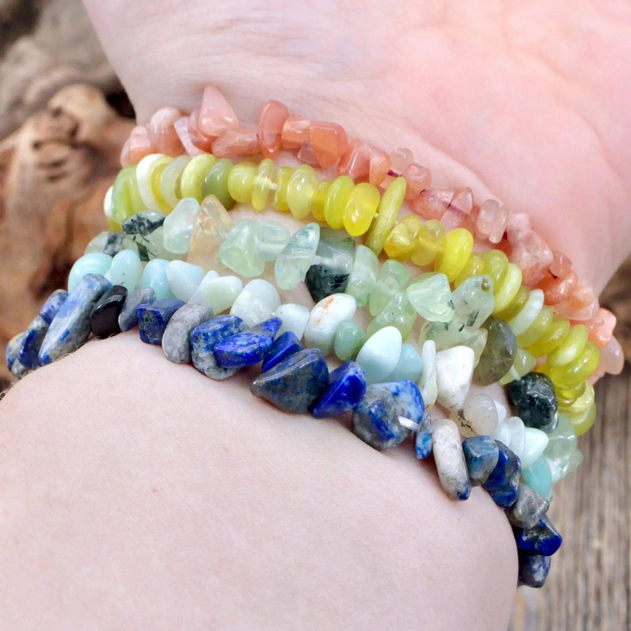 Gemstone Chip Bracelet Set