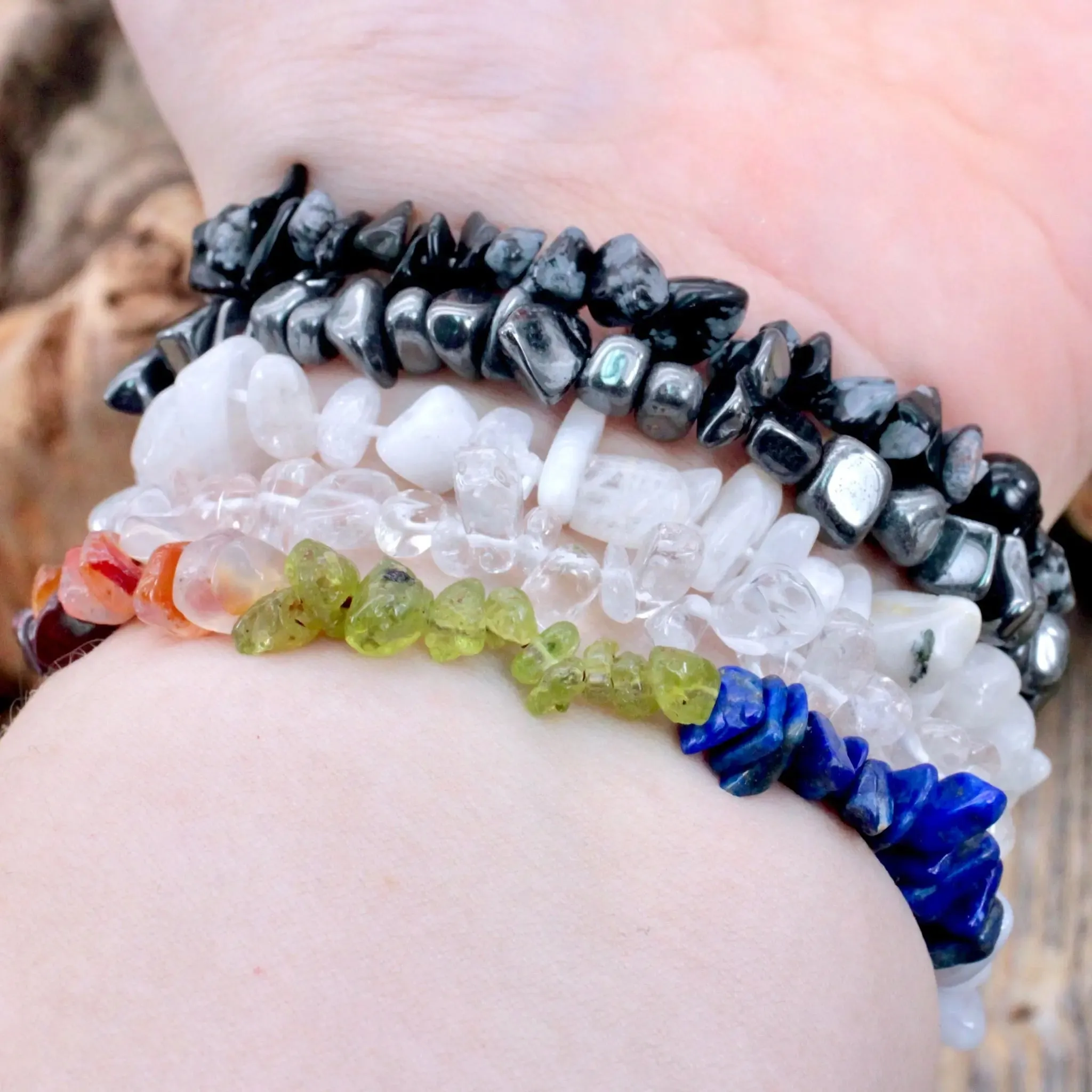 Gemstone Chip Bracelet Set