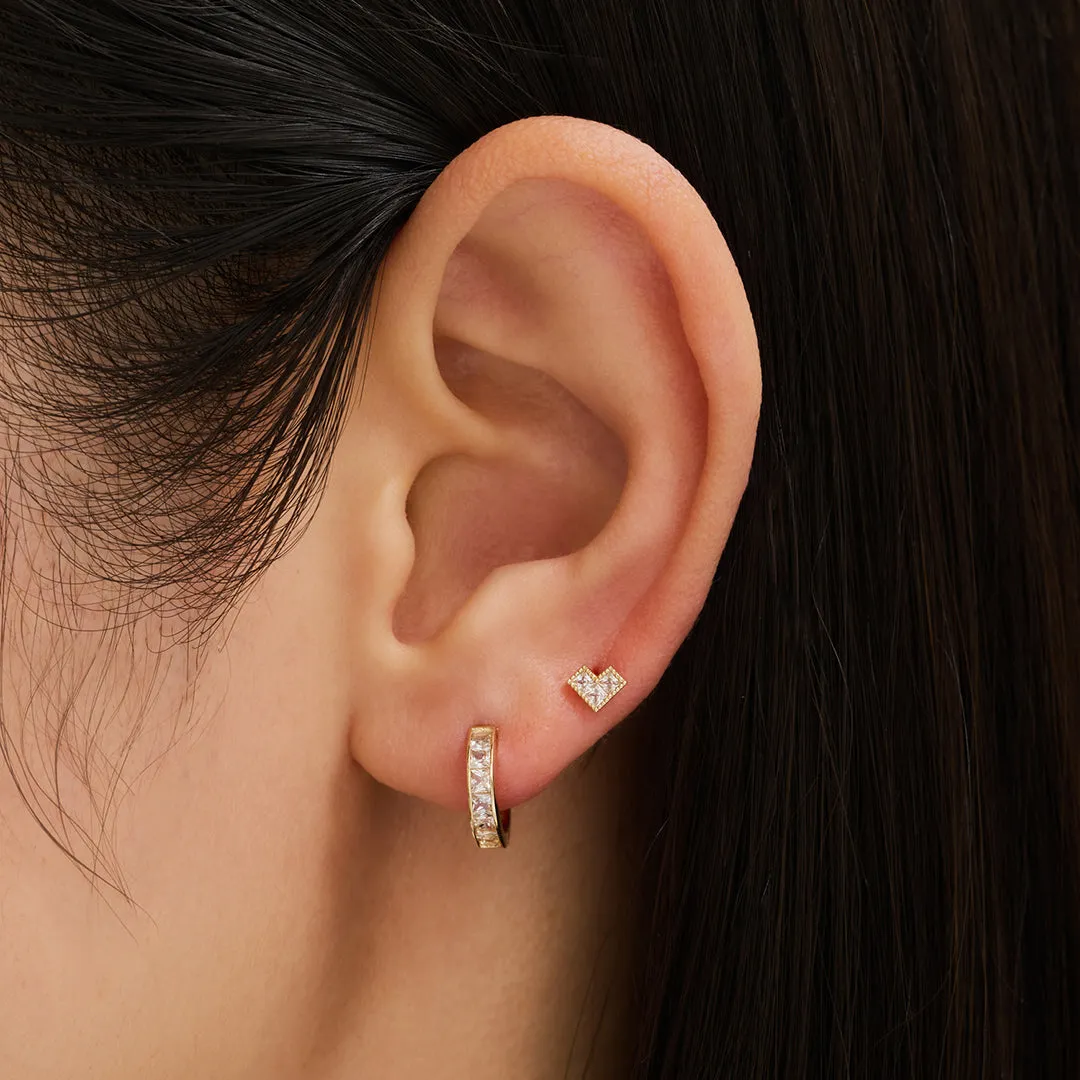 GENEVA | Triple White Sapphire Threadless Flatback Earring