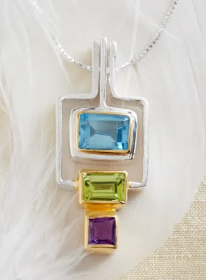 Geometric Gemstone Double Necklace