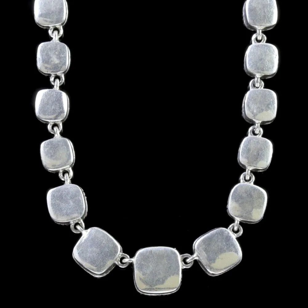 Georgian Style Amethyst Quartz Riviere Necklace Sterling Silver