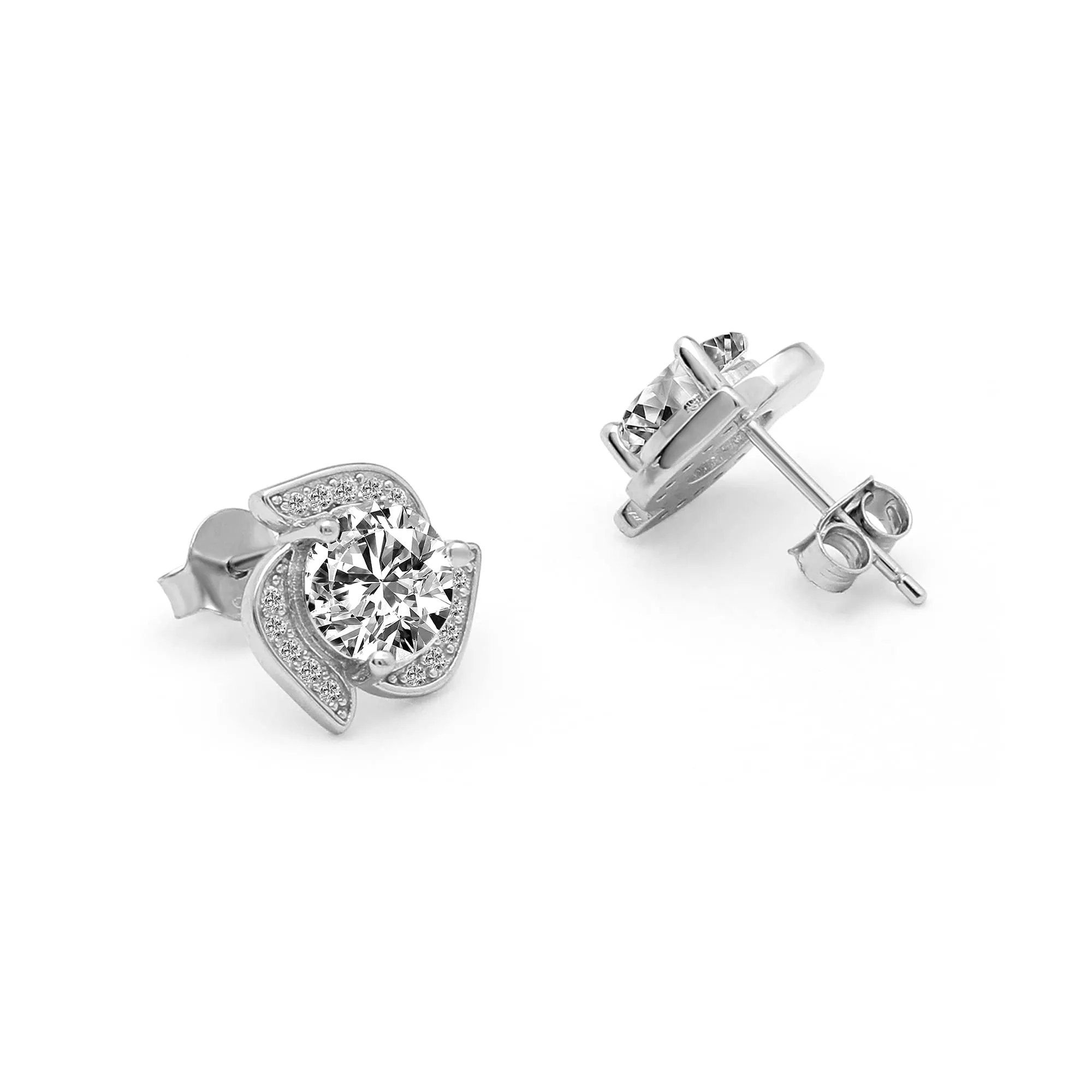 Giva 925 Sterling Silver Hypoallergenic Zircon Shimmer Studs Earrings