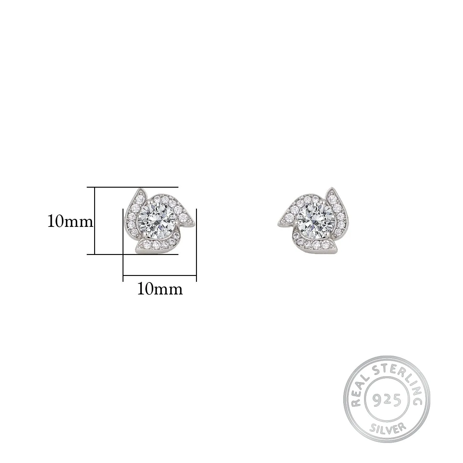 Giva 925 Sterling Silver Hypoallergenic Zircon Shimmer Studs Earrings