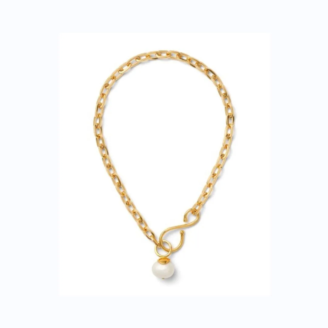 Gold Chain with Pebble Pearl