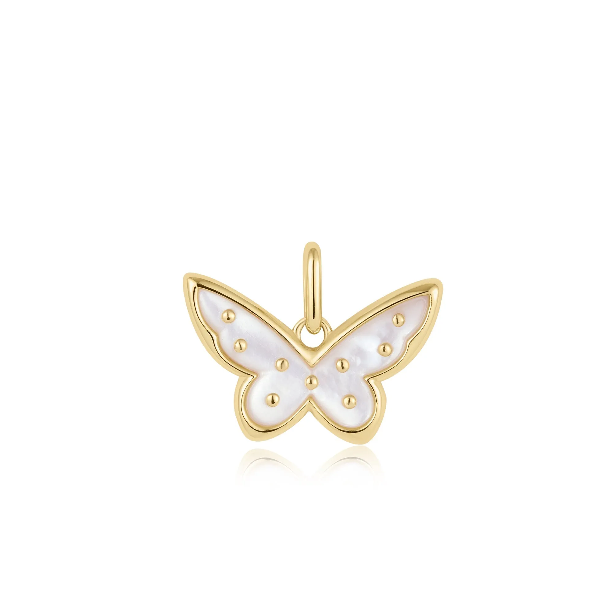 Gold Mother Of Pearl Butterfly Charm Pendant