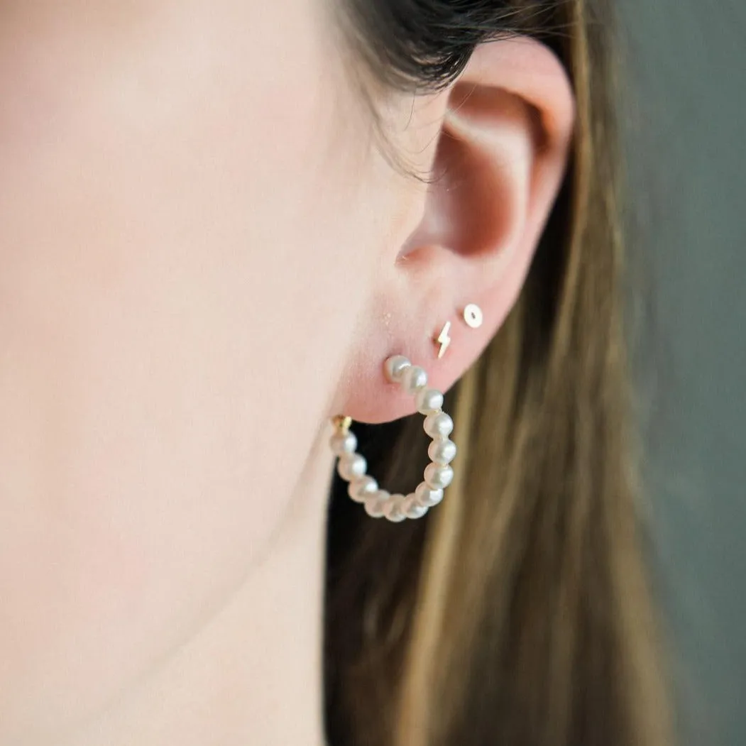 Gold Plated Pearl Stud Hoop Earrings