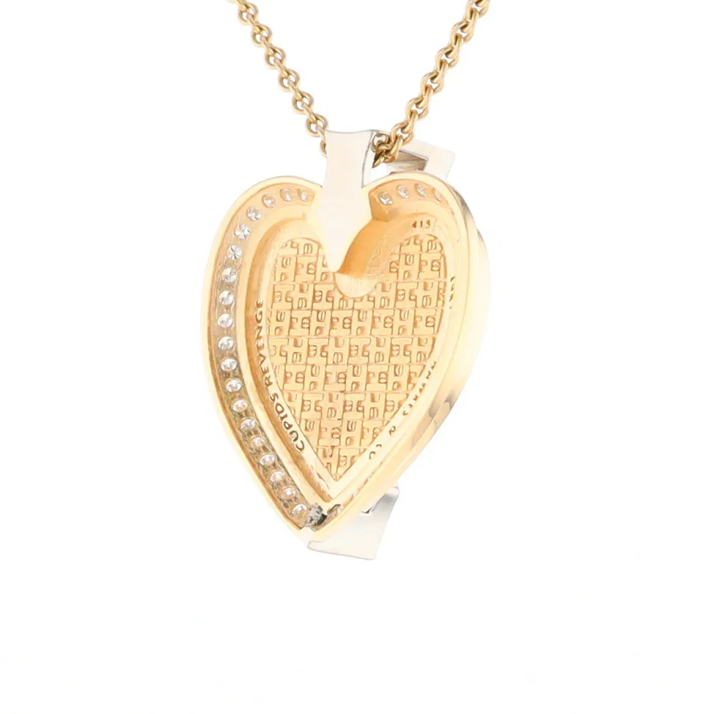 Gold Quartz Necklace Cupid's Revenge .93ctw Diamonds Heart Pendant G2