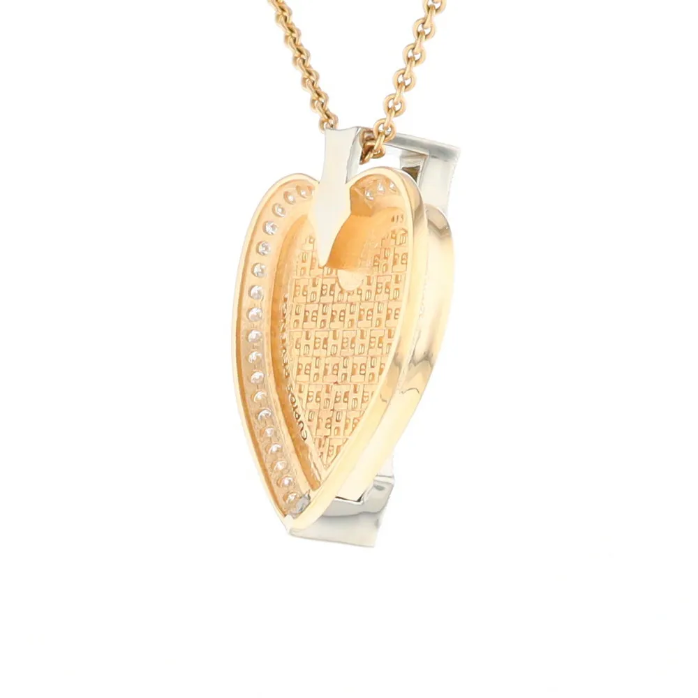 Gold Quartz Necklace Cupid's Revenge .93ctw Diamonds Heart Pendant G2