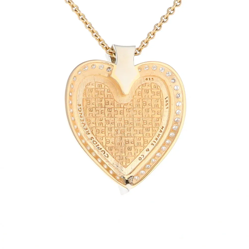 Gold Quartz Necklace Cupid's Revenge .93ctw Diamonds Heart Pendant G2