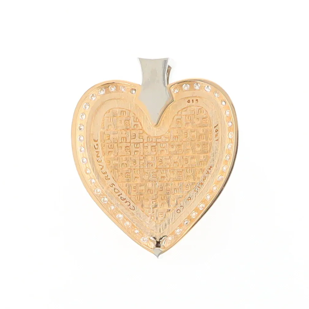 Gold Quartz Necklace Cupid's Revenge .93ctw Diamonds Heart Pendant G2