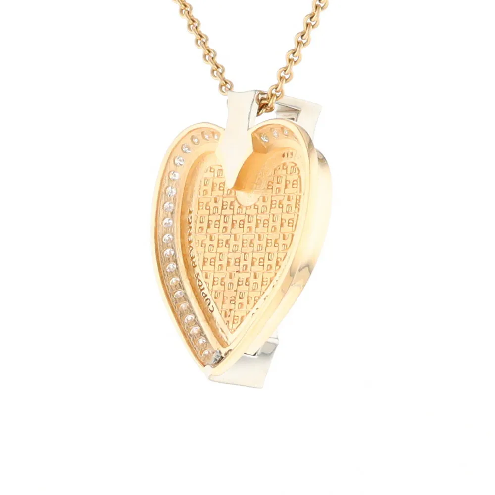 Gold Quartz Necklace Cupid's Revenge .93ctw Diamonds Heart Pendant G2