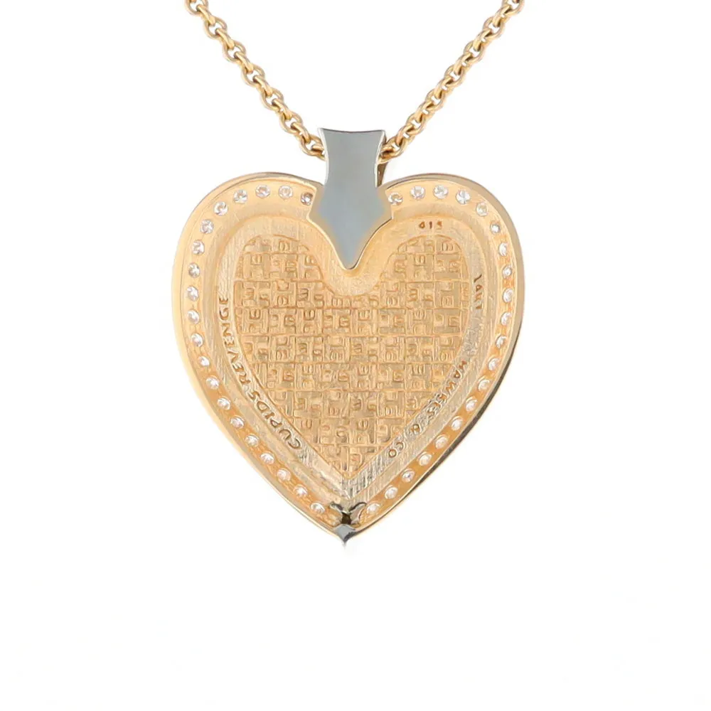 Gold Quartz Necklace Cupid's Revenge .93ctw Diamonds Heart Pendant G2