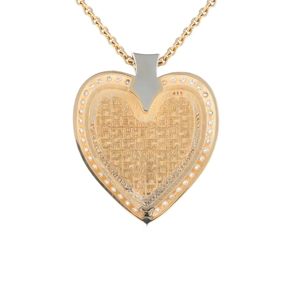 Gold Quartz Necklace Cupid's Revenge .93ctw Diamonds Heart Pendant G2