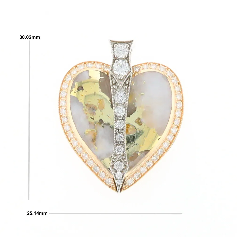 Gold Quartz Necklace Cupid's Revenge .93ctw Diamonds Heart Pendant G2