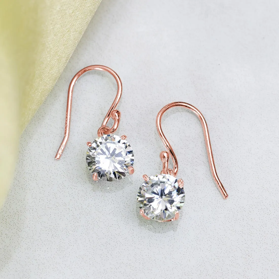 Graceful Glow 925 Sterling Silver Rose Gold-Plated Fish Hook Earrings