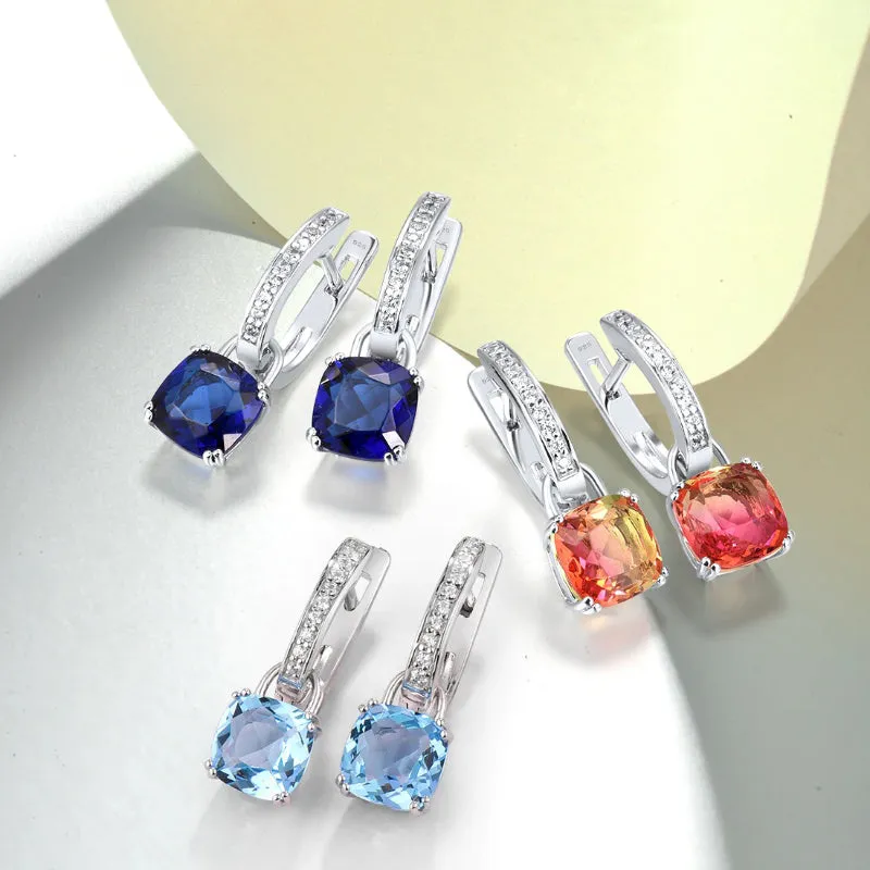 Graceful Square Shape Zircon Bejeweled Dangle Earrings