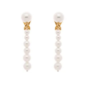 Graduated Pearl Clip Earrings