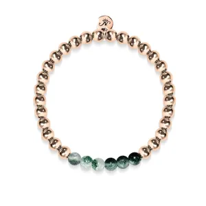 Grateful | 18k Rose Gold | Green Leaf Agate | Gemstone Expression Bracelet