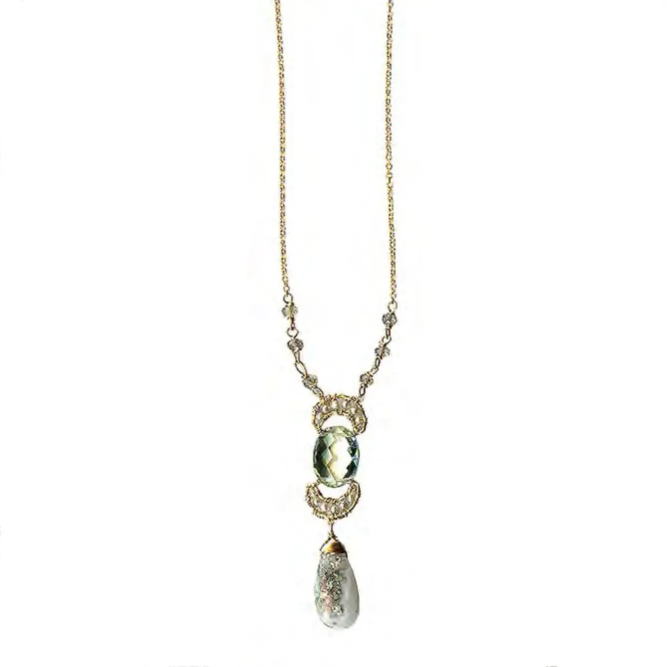 Green Amethyst Solar Quartz Necklace 4302 by Michelle Pressler Jewelry