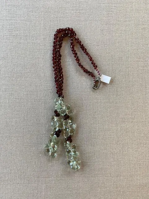 Green Amethyst Tassle necklace -Theresa Baybutt