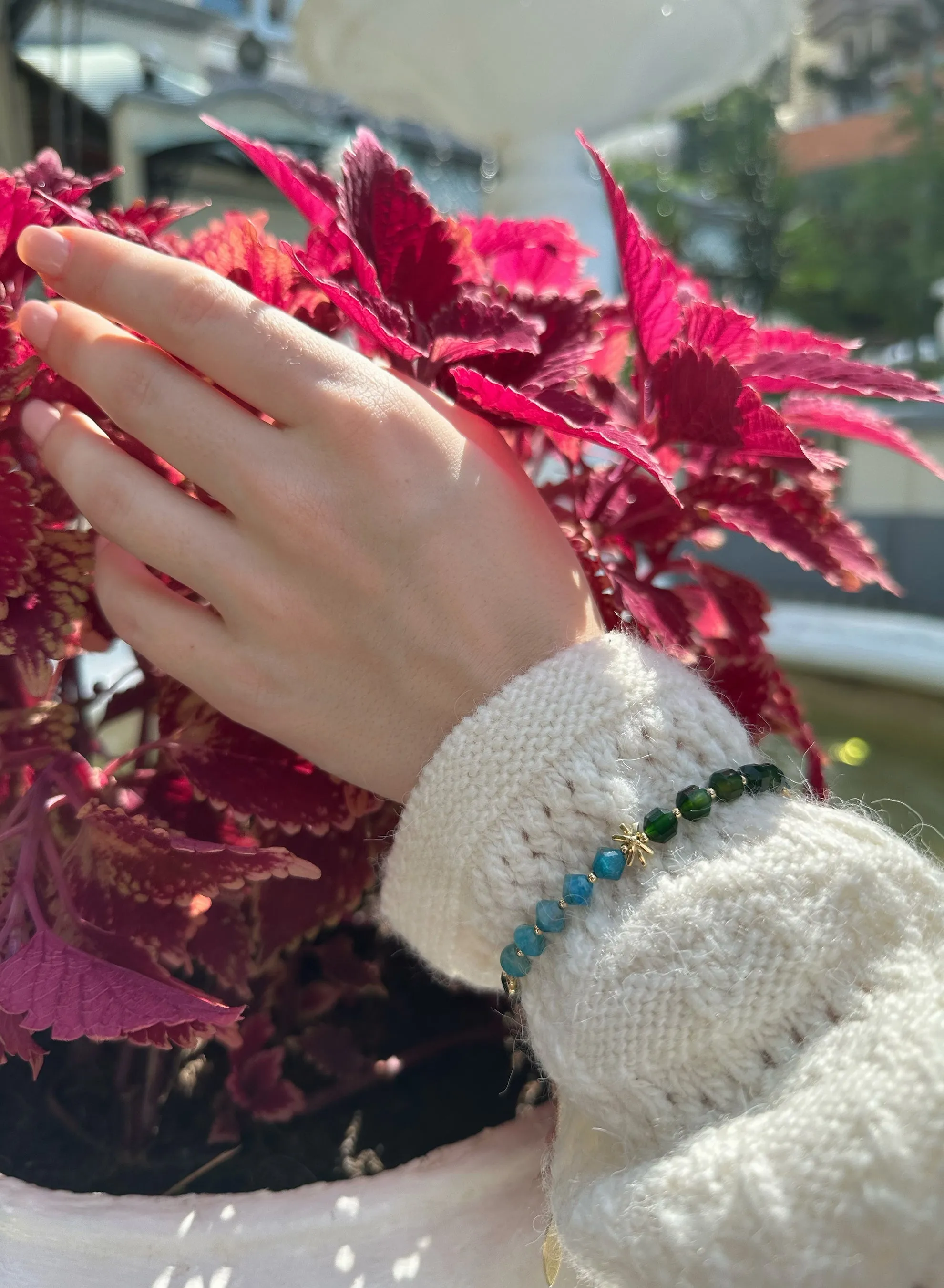 Green and Blue Gemstone Bracelet KB003