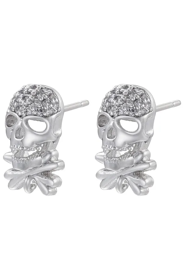 Halloween Zircon Skull Stud Earrings