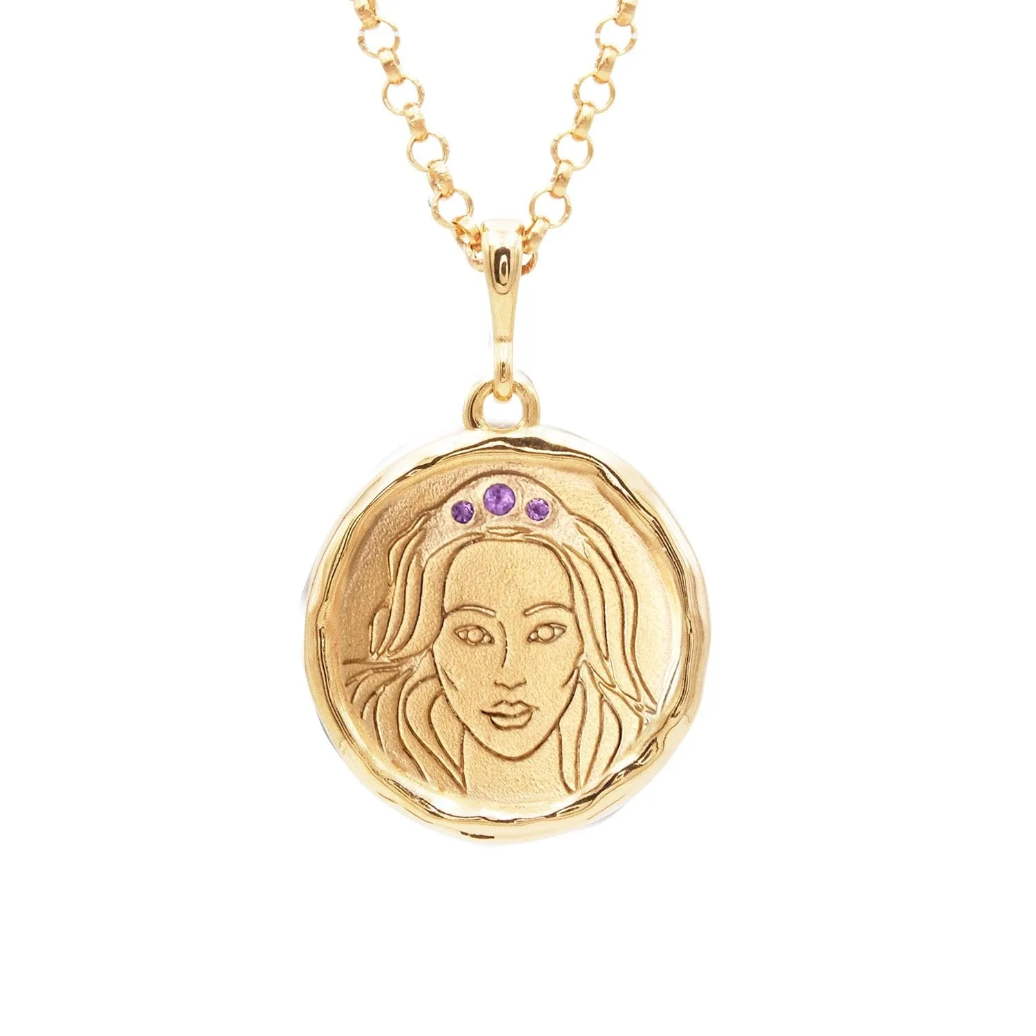 Hecate Goddess of Magic Triple Amethyst Medallion Necklace