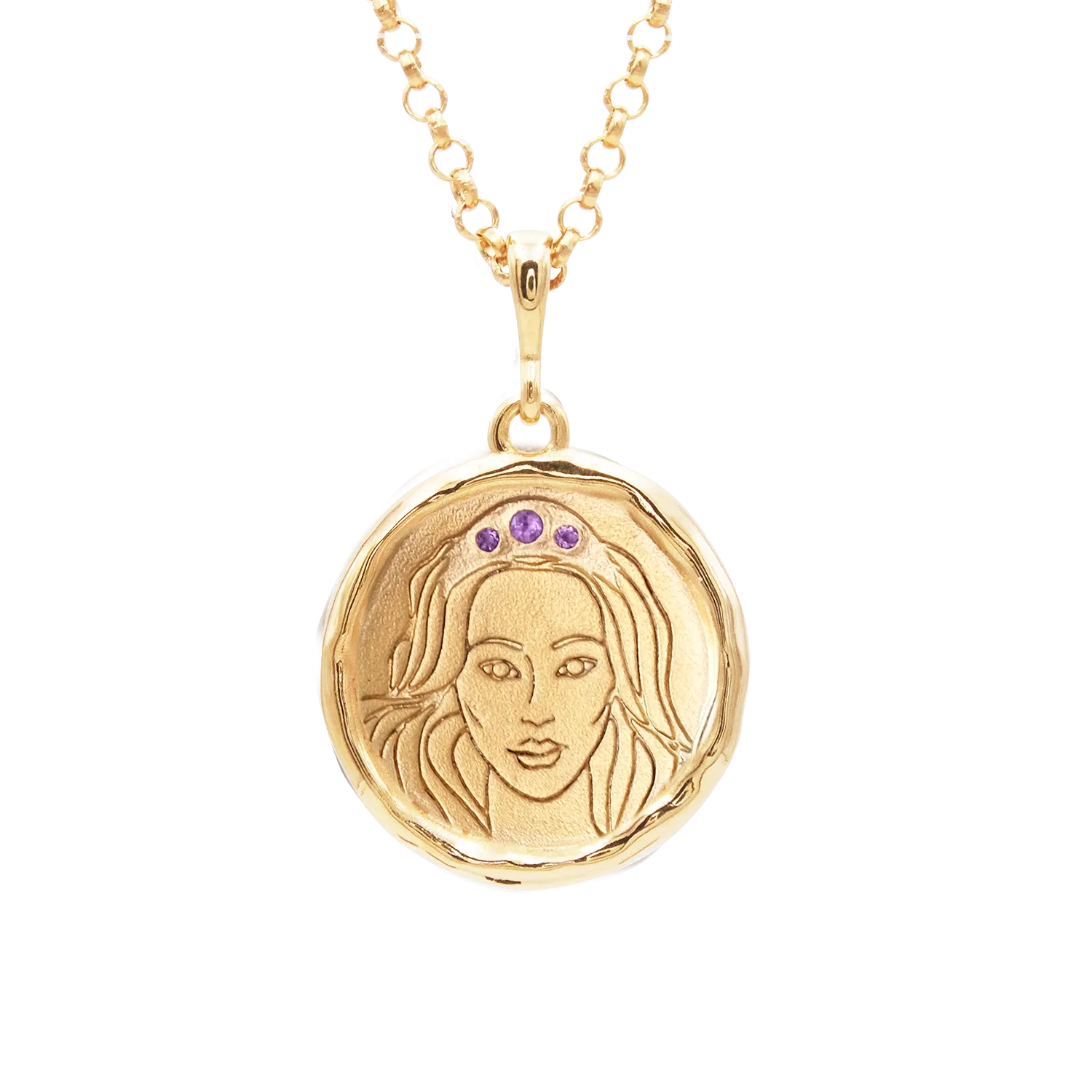 Hecate Goddess of Magic Triple Amethyst Medallion Necklace