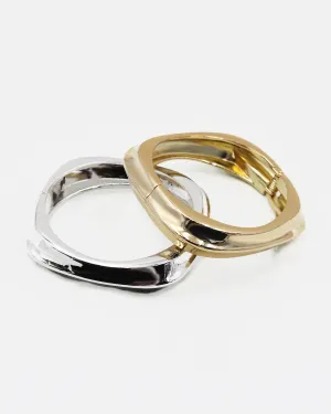 High Gloss Squared Metal Bangle Bracelet