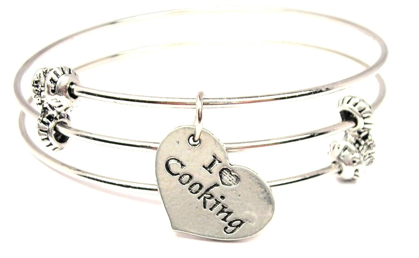 I Love Cooking Triple Style Expandable Bangle Bracelet