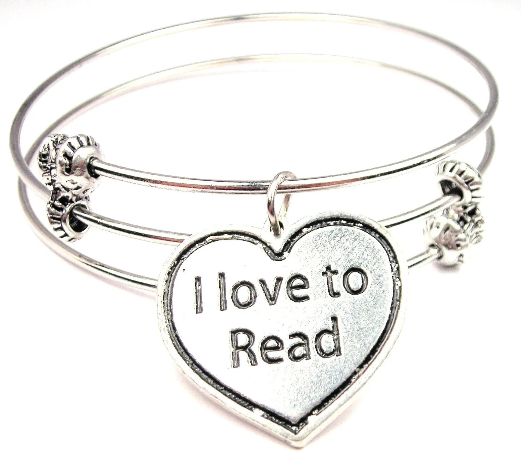 I Love to Read Triple Style Expandable Bangle Bracelet