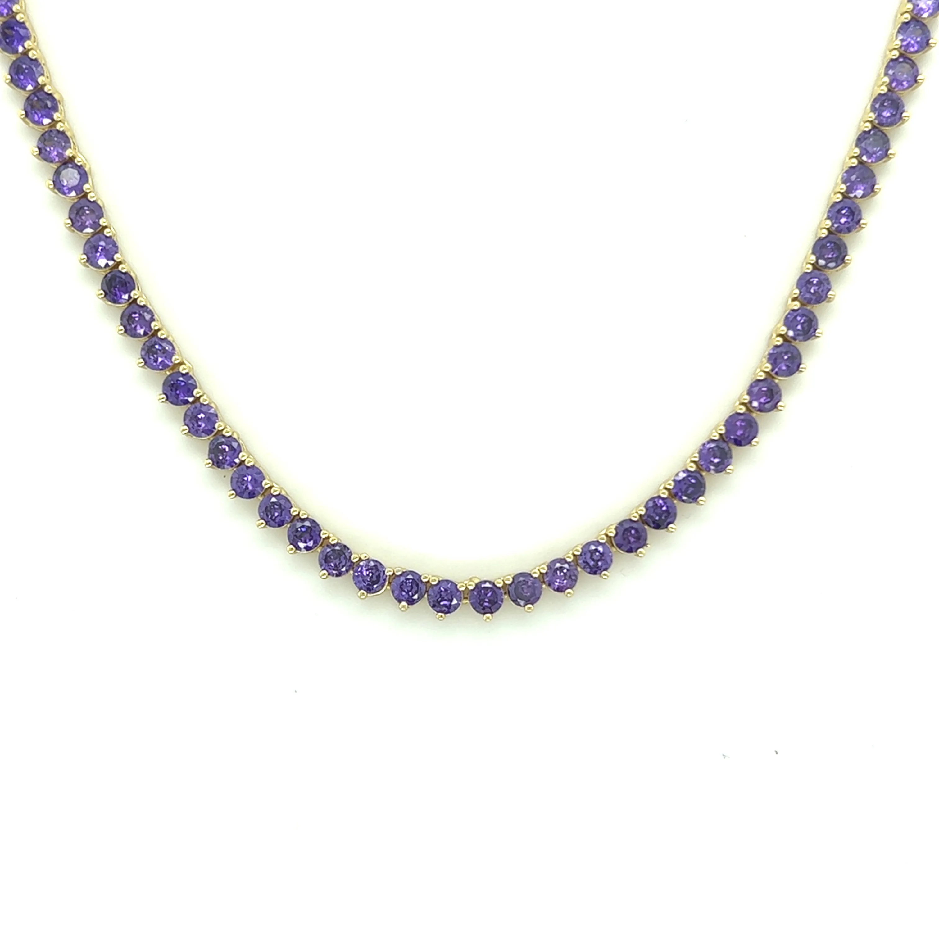 Ibiza Amethyst Purple CZ’s 3 Prong Tennis Necklace